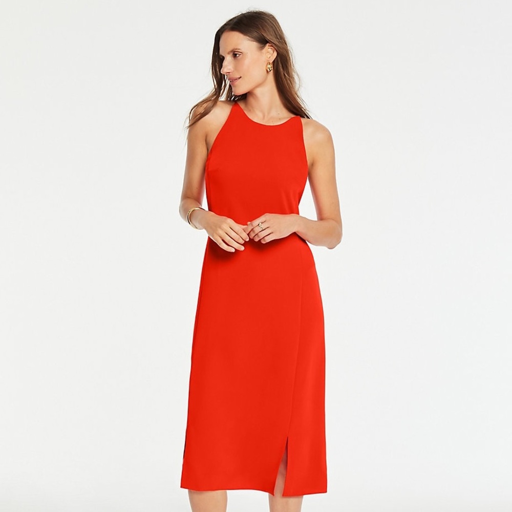 Ann Taylor Red Shift Halter Dress